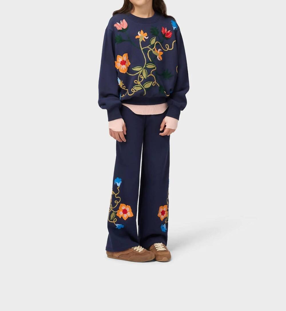 NEW MOLO girls marge embroidered sweatshirt in navy